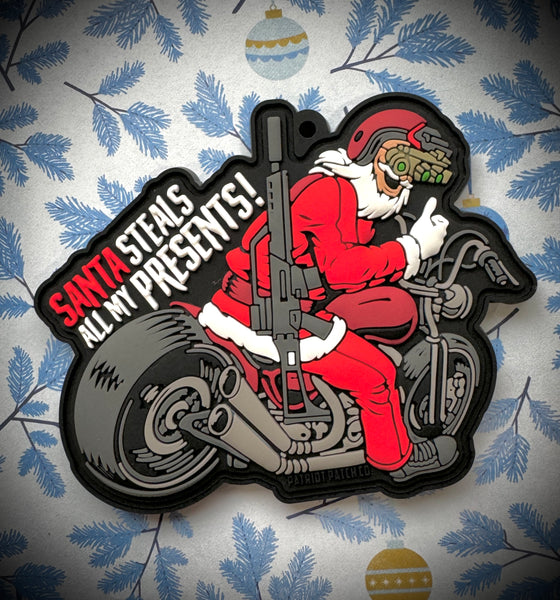 Patriot Patch Co. - Biker Santa - Motorcycle Santa - Christmas Ornament