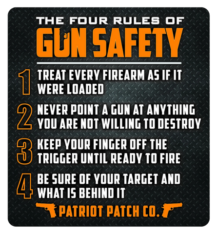 4 Rules of Gun Safety - 5.25" x 5.75" Sticker - (Large Size) Multipacks