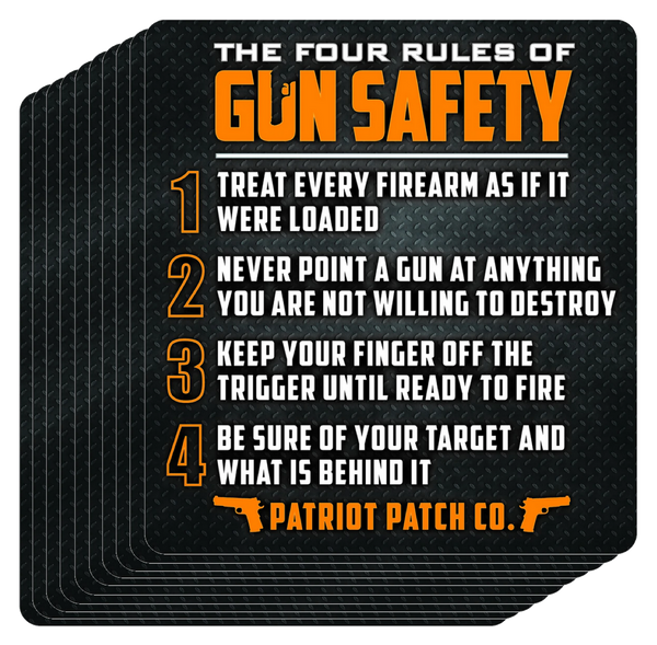 4 Rules of Gun Safety - 5.25" x 5.75" Sticker - (Large Size) Multipacks