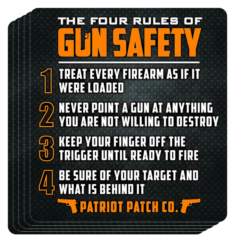 4 Rules of Gun Safety - 5.25" x 5.75" Sticker - (Large Size) Multipacks