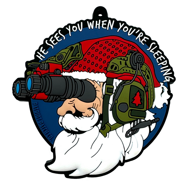 Patriot Patch Co. - Santa He Sees You When You're Sleeping - Santa NODS - Christmas Ornament