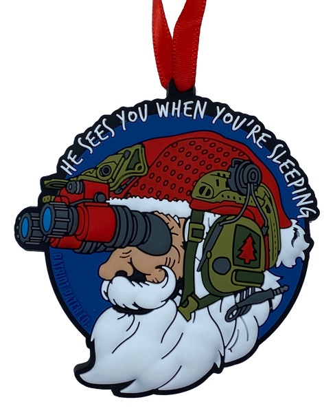 Patriot Patch Co. - Santa He Sees You When You're Sleeping - Santa NODS - Christmas Ornament