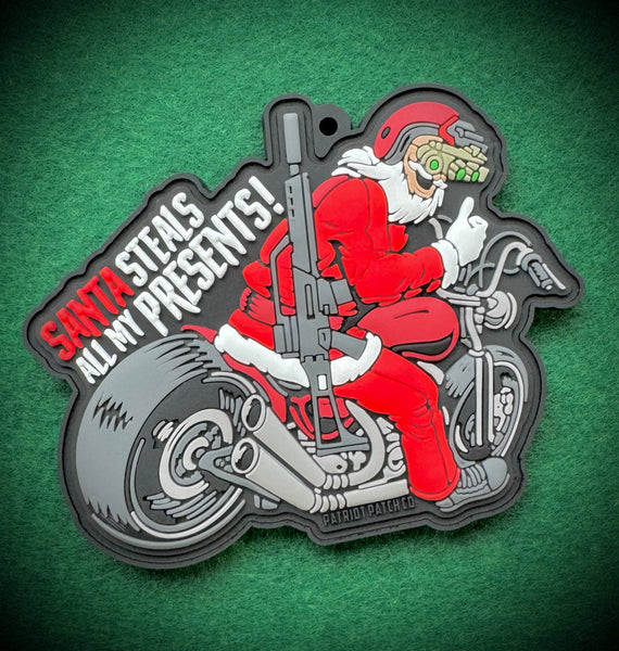 Patriot Patch Co. - Biker Santa - Motorcycle Santa - Christmas Ornament