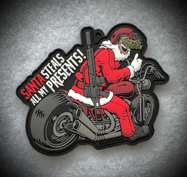 Patriot Patch Co. - Biker Santa - Motorcycle Santa - Christmas Ornament