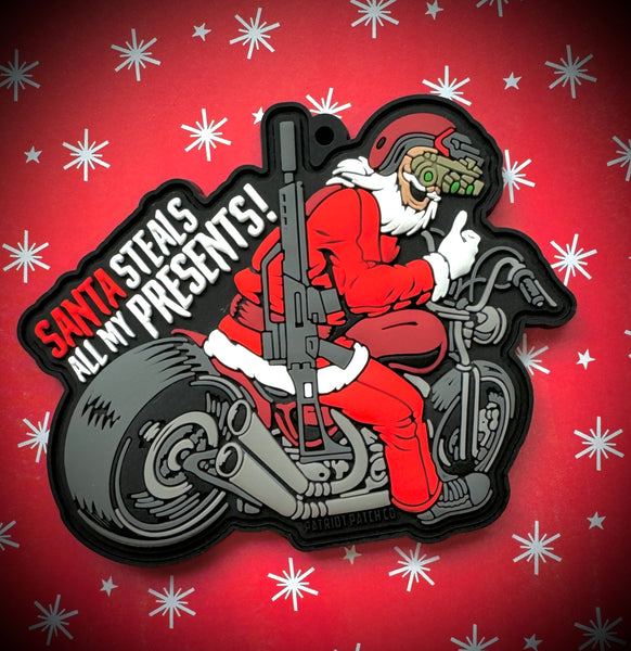 Patriot Patch Co. - Biker Santa - Motorcycle Santa - Christmas Ornament