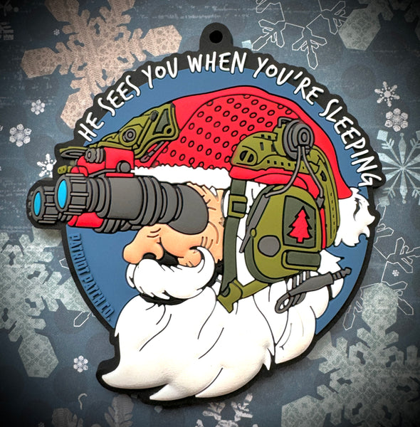 Patriot Patch Co. - Santa He Sees You When You're Sleeping - Santa NODS - Christmas Ornament