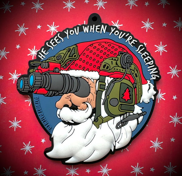 Patriot Patch Co. - Santa He Sees You When You're Sleeping - Santa NODS - Christmas Ornament