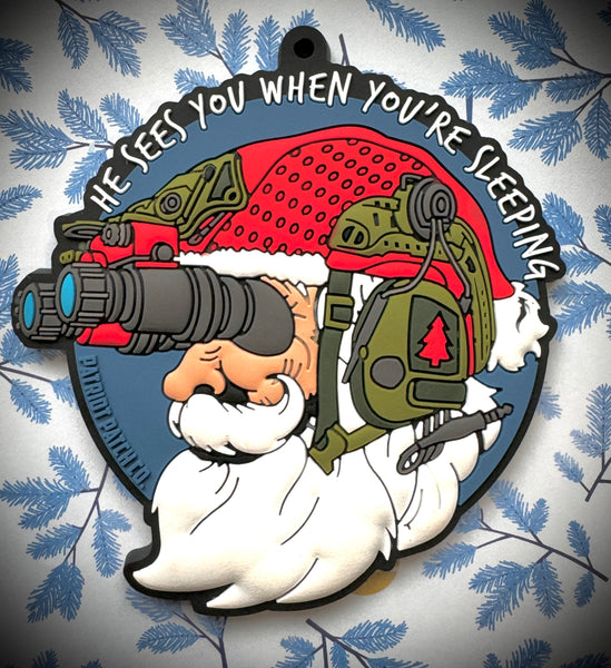 Patriot Patch Co. - Santa He Sees You When You're Sleeping - Santa NODS - Christmas Ornament