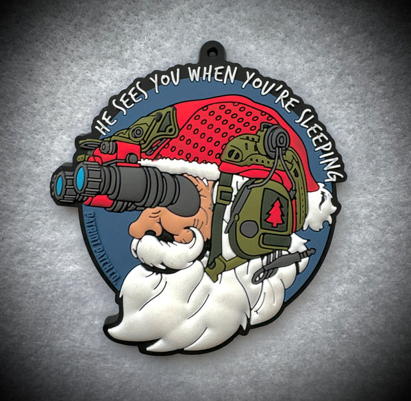 Patriot Patch Co. - Santa He Sees You When You're Sleeping - Santa NODS - Christmas Ornament