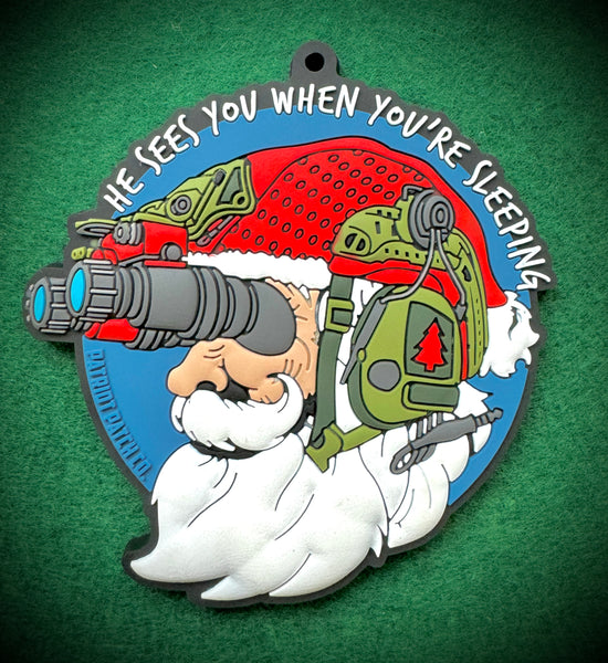 Patriot Patch Co. - Santa He Sees You When You're Sleeping - Santa NODS - Christmas Ornament