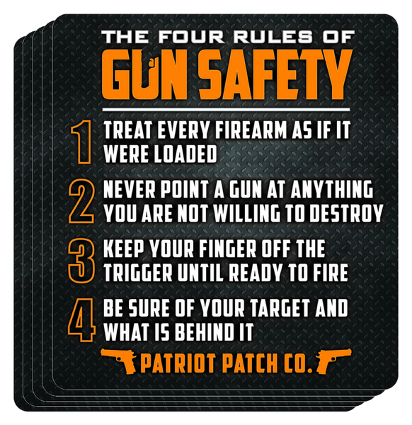 4 Rules of Gun Safety - 5.25" x 5.75" Sticker - (Large Size) Multipacks
