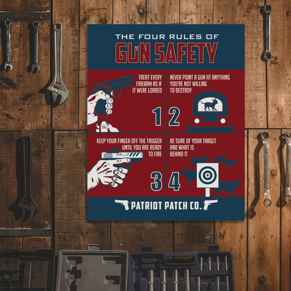 Four Rules of Gun Safety - Poster